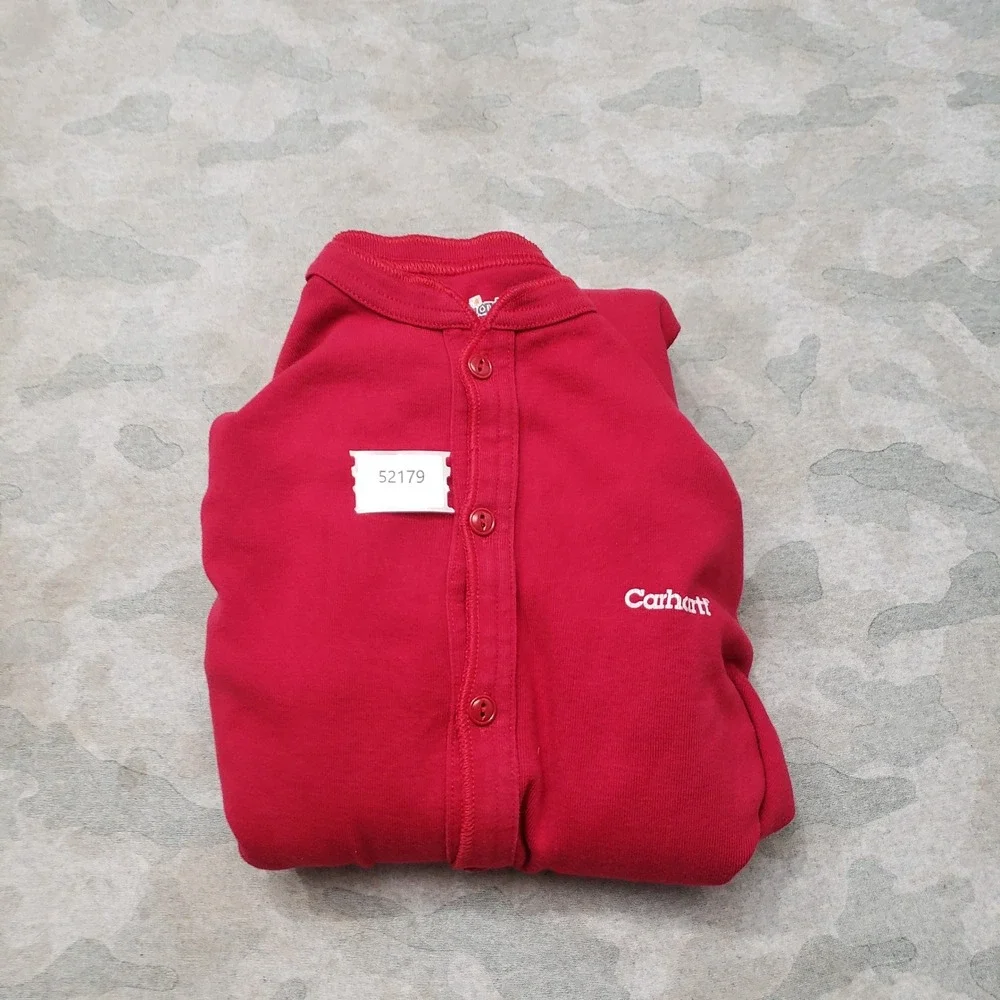 Carhartt Pajamas Union Suit Mens Medium Red Thermal Button Long Johns
